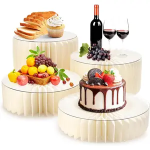4 Pack Foldable Buffet Risers Food Display Risers for Buffet Table Tall Cylinder Pedestal Cake Stands Dessert Table Display Set for Party Cupcake Display