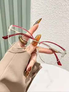 Fashion Cat Eye Light Weight Reading Glasses with Anti- Light Feature, Retro Metal Frame Stylish Eyewear for Trendy Looks, Reading Eyeglasses