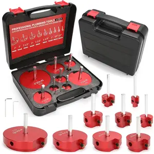 9 Pcs PVC Pipe Reamer Kit With 1/2 inch, 3/4 inch, 1 inch, 1-1/4inch, 1-1/2inch, 2inch, 2-1/2inch, 3inch, 4inch, 2 Carbide Inserts,for SCH40 PVC, ABS, and CPVC pipe jacketing