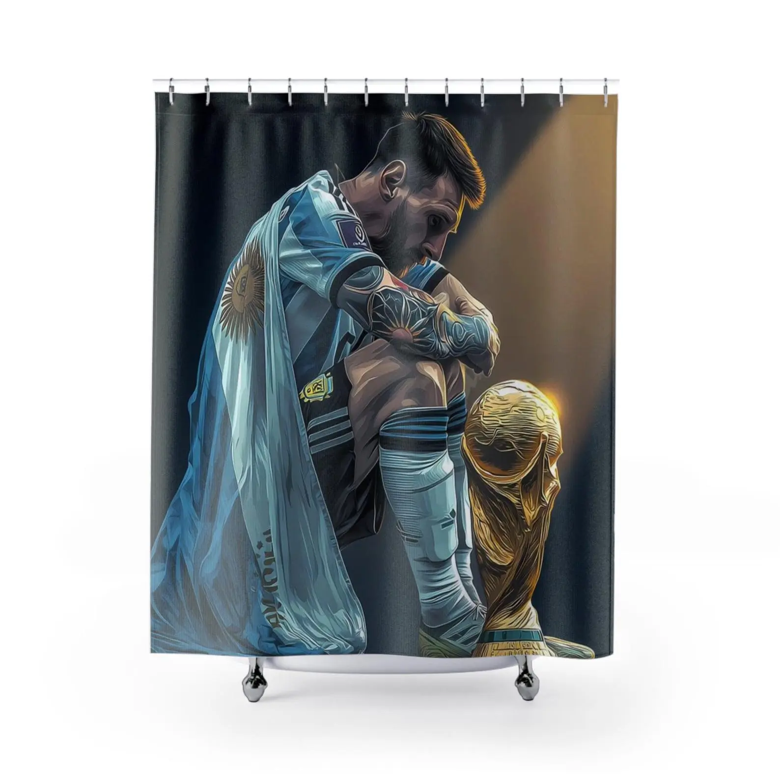 71x71in Synthetic Fabric Argentina Flag and Map Print Shower Curtain - Waterproof, Quick-Dry, 12 Buttonholes, Floral Garden Home Bathroom Decor Supply (Hanging Hooks Not Included, Variation Options Available)