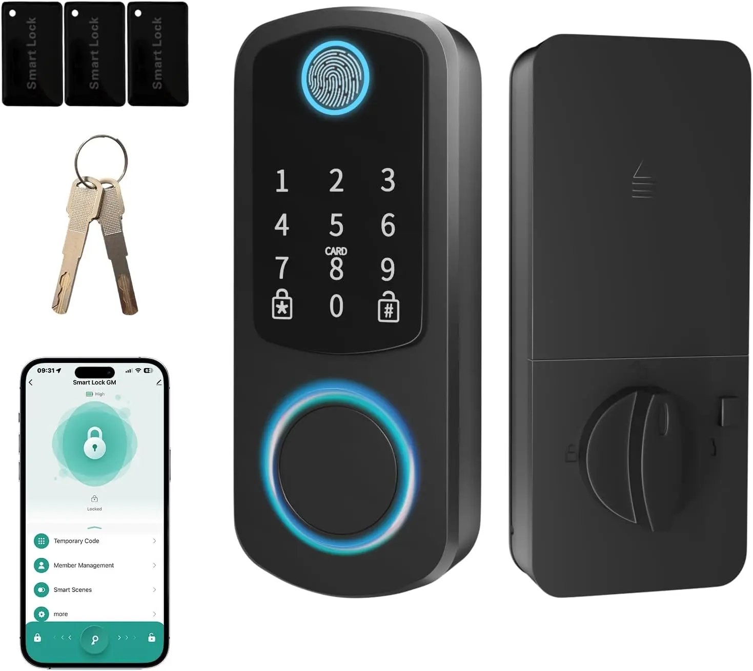 Locks for Front Door, Keyless Entry Fingerprint Door Lock,  Keypad Deadbolt  Lock with App Control, Passcode for Home