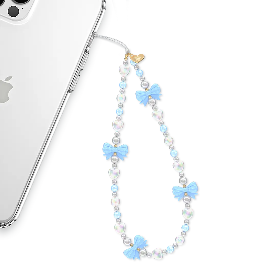 Velvet Caviar French Blue Bow Phone Charm - Elegant Handmade Accessory for iPhone & Android, Stylish, Durable, and the Perfect Gift for Any Occasion