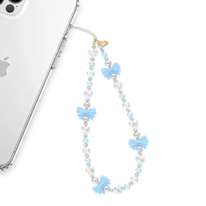 Velvet Caviar French Blue Bow Phone Charm - Elegant Handmade Accessory for iPhone & Android, Stylish, Durable, and the Perfect Gift for Any Occasion