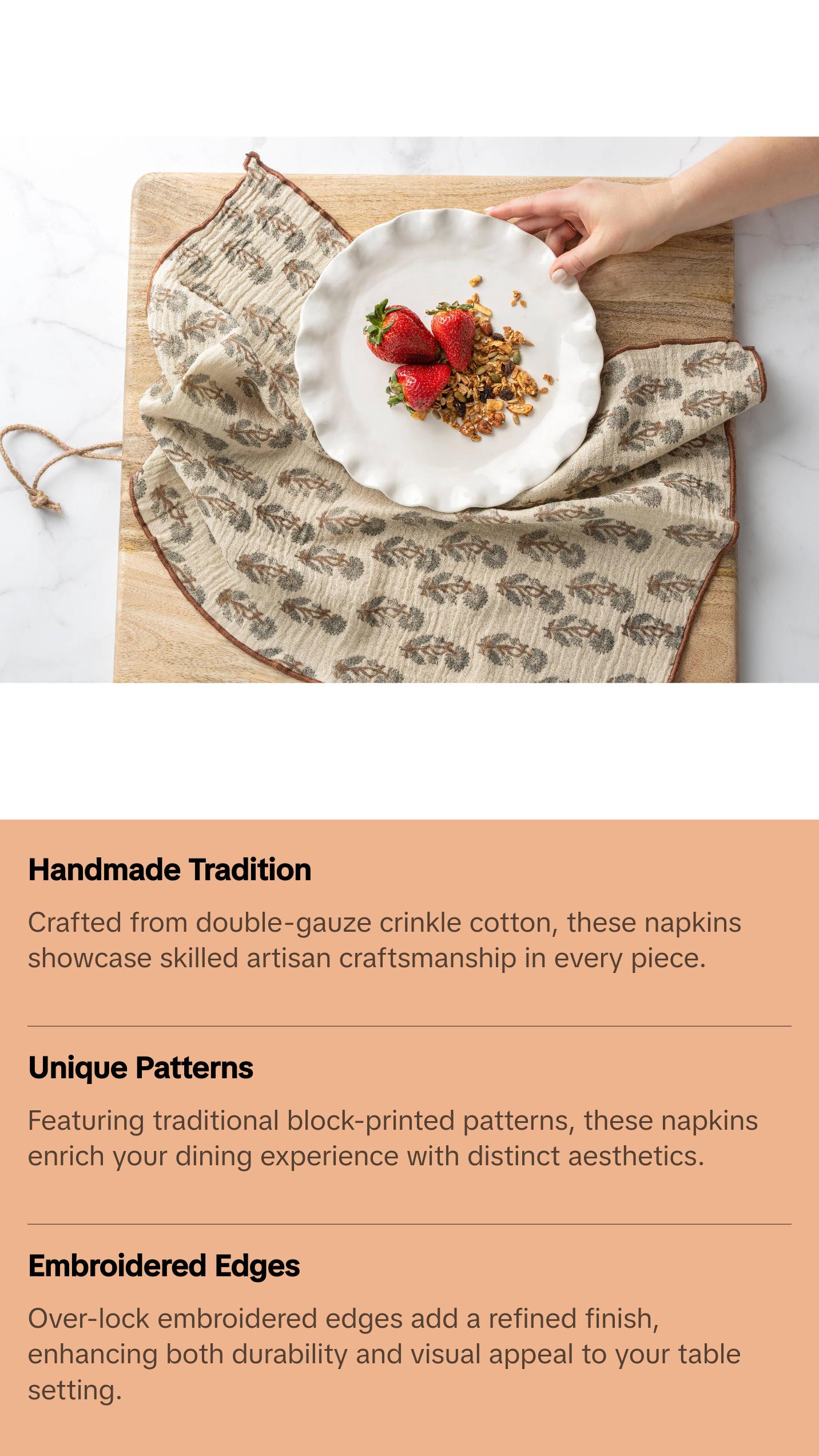 Oleander Block Print Napkins S/4