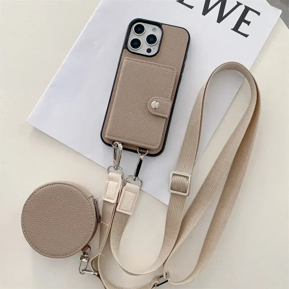 Crossbody Wallet Card Slot Coin Purse for IPhone 17 Air 16 15 Plus 14 13 12 11 Pro Max Leather Protective Phone Case Cover