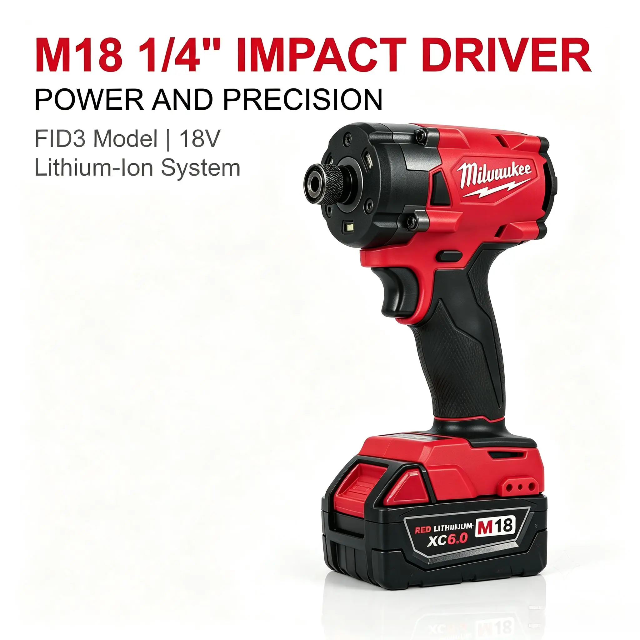 Milwaukee FID3 M18 18V Brushless Motor 1/4-Inch Impact Driver - 1/4" Quick-Change Chuck, 300Nm Torque, 4 Adjustable Speed Settings, 12.5cm Compact Cordless Tool for Fast Efficient Fastening, Equipment Maintenance (Mechanics Targeted)