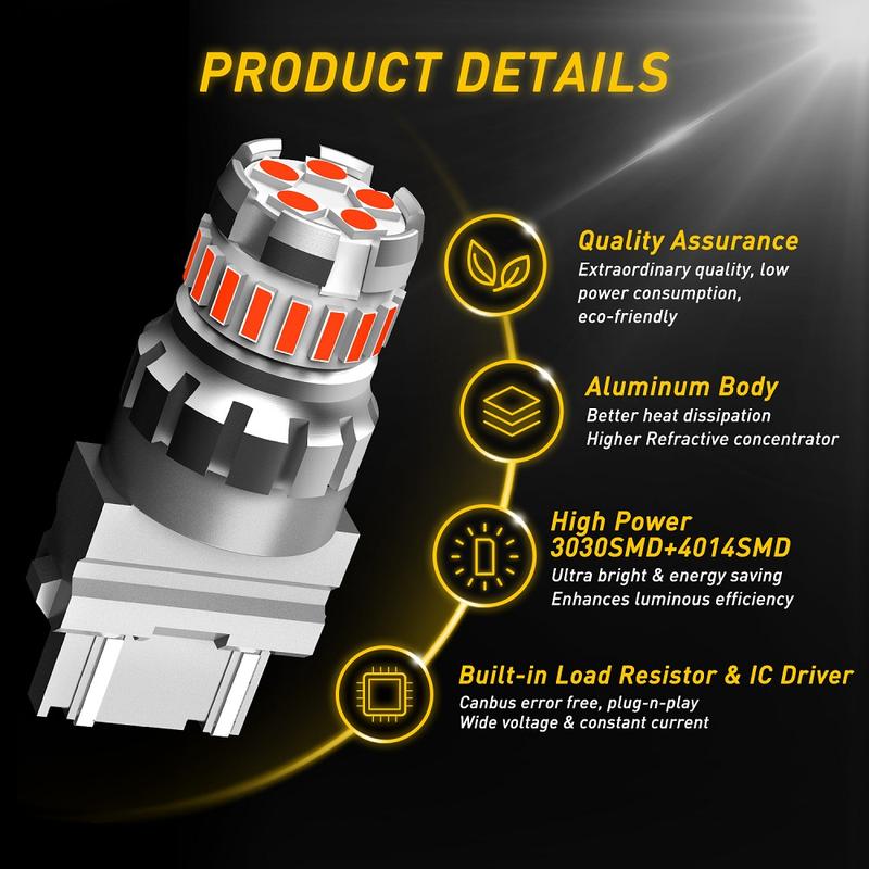 AUXITO 3157 Red LED Blinking Flashing Strobe Brake Stop Tail Light Parking Bulbs