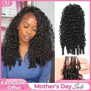 OQ HAIR Crochet Human Hair Burmese Curly Braiding Hair Bundles 50g Knotless Pre-Separated Invisible Crochet Hair Extensions #SummerVibes