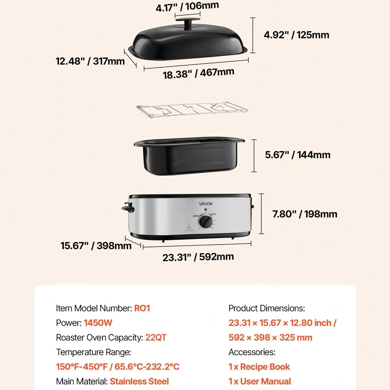 22QT Electric Roasting Pan