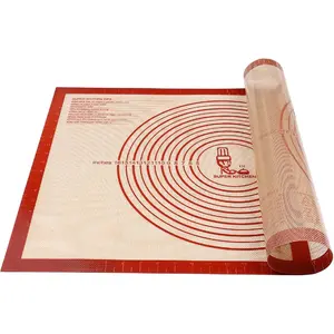 Non-slip Silicone Pastry Mat Extra Large with Measurements 28''By 20'' for Baking, Dough Rolling, Counter, Oven Liner, Fondant/Pie Crust Red
