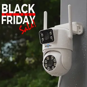 3MP 2K Hiseeu Wireless Security Camera 5G&2.4G Dual Lens WiFi PTZ Camera Outdoor,Power Cord,IP65 Waterproof Motion Tracking,Color Night Version, No-Monthly Fees surveillance camera
