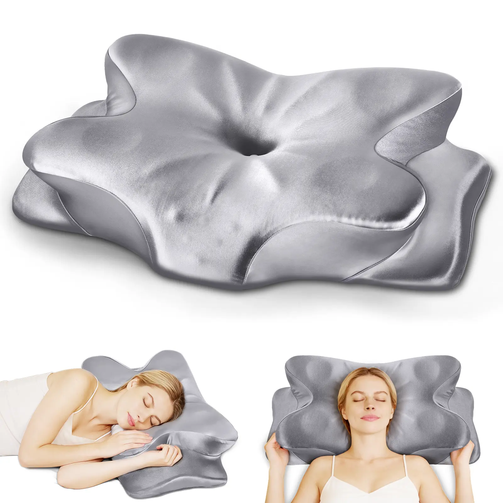 CCidea Cervical Memory Foam Neck Pillow - Ergonomic Contour Anatomical Design for Pain Relief, Cooling Breathable Neck Pillows for Back & Side Sleepers, Breatheable Neck Pillows, Anatomical Neck Pillows