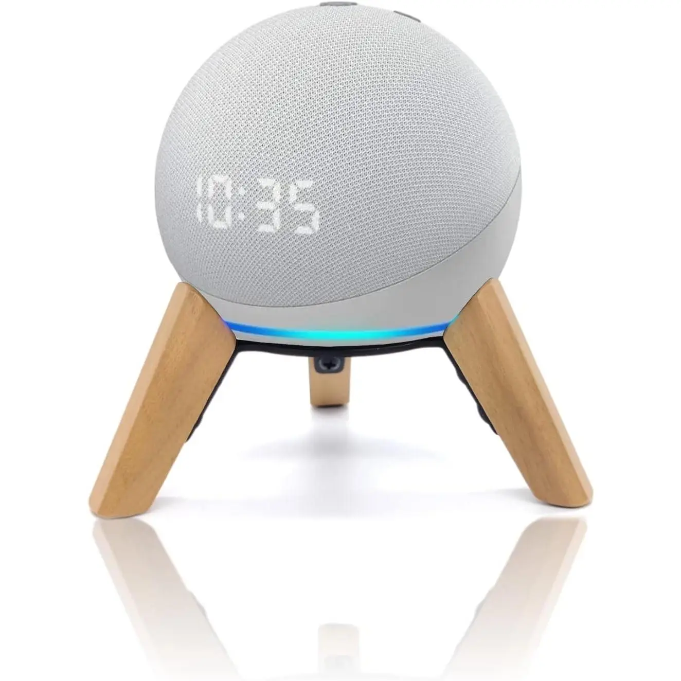Real  Stand for Echo Dots(4th Gen),(5th gen) Speaker,Wooden Mount Accessories Anti-Slip Holder Tripod for Echo Dot (2024 Model),(White Oak)