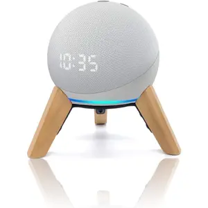 Real  Stand for Echo Dots(4th Gen),(5th gen) Speaker,Wooden Mount Accessories Anti-Slip Holder Tripod for Echo Dot (2024 Model),(White Oak)
