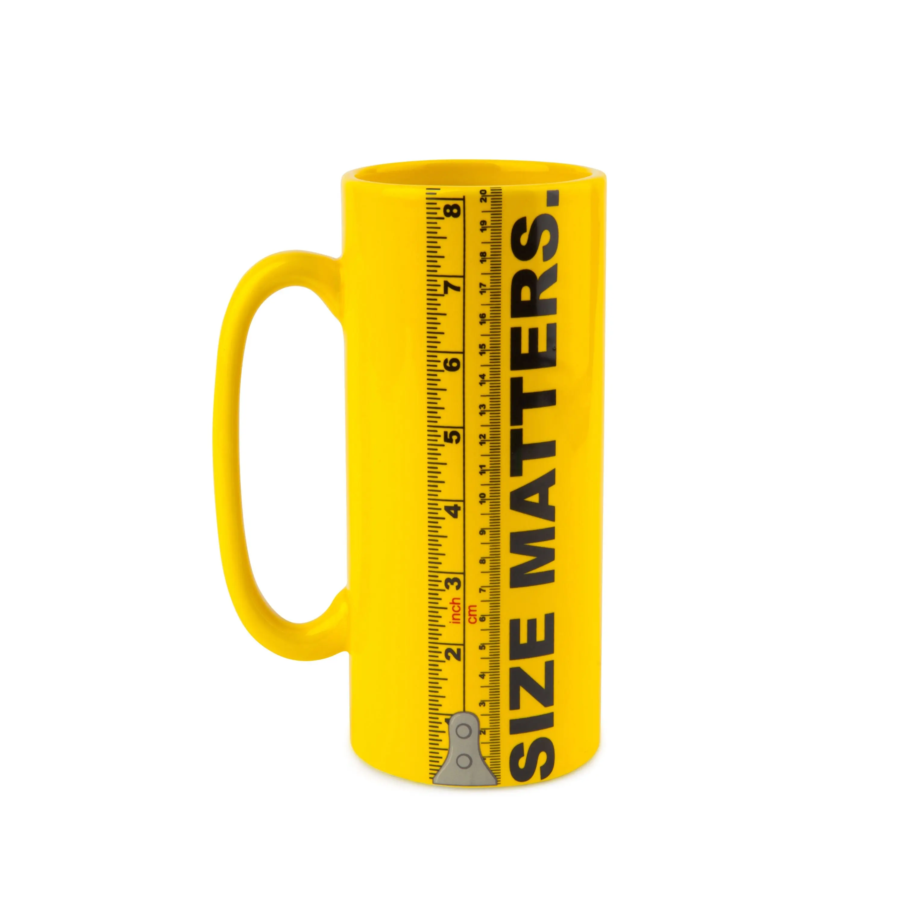 BigMouth Size Matters Coffee Mug - Funny Novelty Drink Cup with Printed Ruler Design, Sarcastic Adult Humor Gag Gift for Him, White Elephant Gift for Coworkers