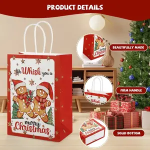 Christmas Gingerbread Themed Gift Bags, Reusable Handbags, Party Decoration Bags, Parent-Child Style Gift Bags for Christmas Eve