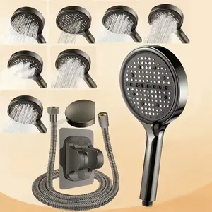 8-Mode High Pressure Handheld Shower Head, Pet & Family Use, Water Saving Bathroom Faucet Accessory, Stainless Steel Hose, Tool-Free Installation, Handheld Shower Combo