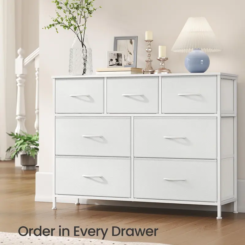 SONGMICS 6-Drawer Fabric Dresser Chest - Heavy-Duty Steel Frame, Premium MDF Top - Multi-Drawer Tall Fabric Cabinet Bedroom Furniture, Extended Storage Organizer for Bedroom Entryway, Multi-Drawer Bedroom Furniture
