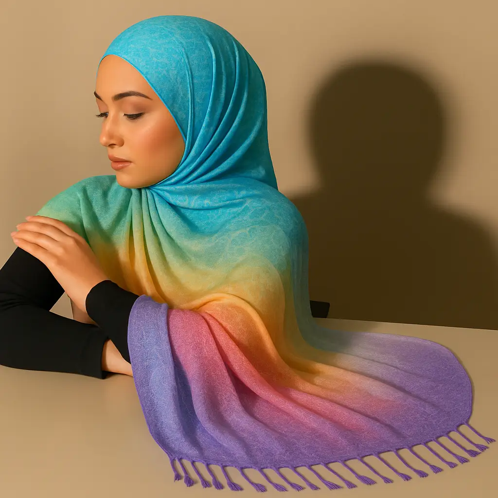 Rainbow Fringe Scarf Shawl – Multicolor Boho Ruana Wrap & Festival Coverup Gift