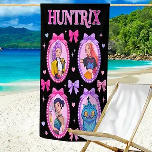 K-Pop Bath Towel with Anime Print, Soft Microfiber, Quick-Dry and Absorbent, Ideal for Beach, Pool, Bathroom, Perfect Gift for Fans