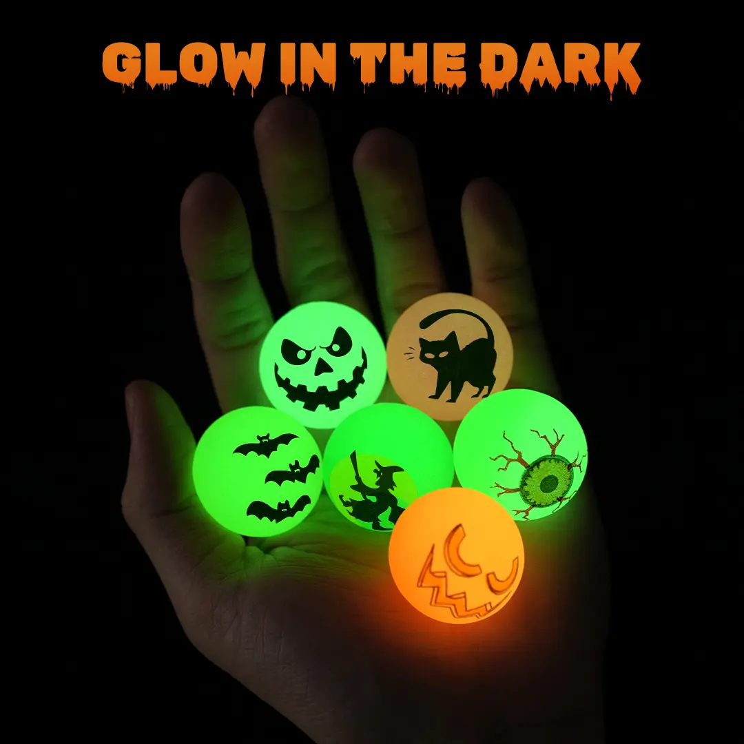 36/72 Pack Halloween Theme Designs Bouncing Balls, Glow in The Dark Bouncy Party Favors Supplies for Kids, Trick or Treating Goodie,Kraft,Christmas,Wrapping,Paper,Set,Inflatable,Shark,Costume,Black,Panther,Birthday,Decora,Luxurious,Folding,Artificial,Tree