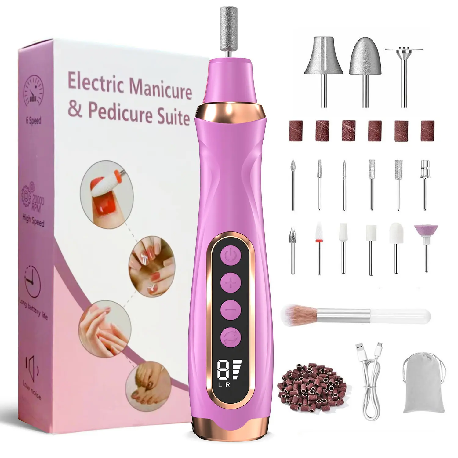 HengYuaoler Cordless Nail Drill – Professional Manicure & Pedicure Kit, 6-Speed Nails File Set for Thick Nails, Toenails & Cuticles, Hand & Foot Care Tool Nailstool, Cordless Pedicure Machine uv led nail lamp, Pedicure At Home