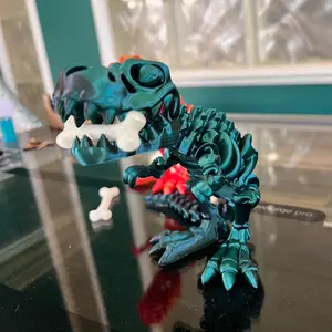 3D Printed T-Rex Dinosaur Skeleton With Glow In The Dark Bone