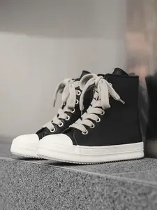 Parent-Child Black-White Angel Shoes High-Top Sneakers, Minimalist Cool Style, Leather Upper + Platform Non-Slip Sole + Contrast Laces, Black-White Elegant, Minimalist Style , Ideal for Parent-Child Daily Outfits & Leisure Outings