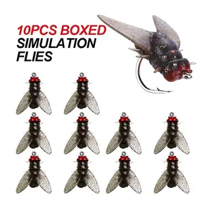 10pcs Bio-Inspired Head Flies + 30pcs Fishing Beads, Soft Lure, Lure Hook Fly Fake Bait, Fly Fishing Gear, Angler Essentials