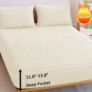 King/queen Size Bedding Set, Soft Flannel Fabric, Wrinkle Resistant Design, Deep Pocket Style, Includes 1 Fitted Sheet and 2 Pillowcases