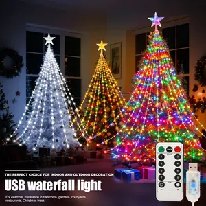 LED Outdoor Christmas Tree Decorations Lights USB 2/3M Waterproof Fairy String Lights 8 Modes Indoor Yard Wedding Party Lighting Ornaments Multicolor