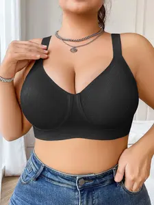 Women's Plus Size Push-Up Bra, Anti-Sagging Soft Support Wireless Underwear, Seamless Design for Large Bust Comfort