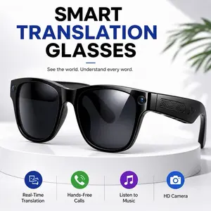 Bluetooth Smart Audio Glasses with Interchangeable Sunglass & Blue Light Lenses Real-Time Translation HD Camera Hands-Free Calls Music UV Protection