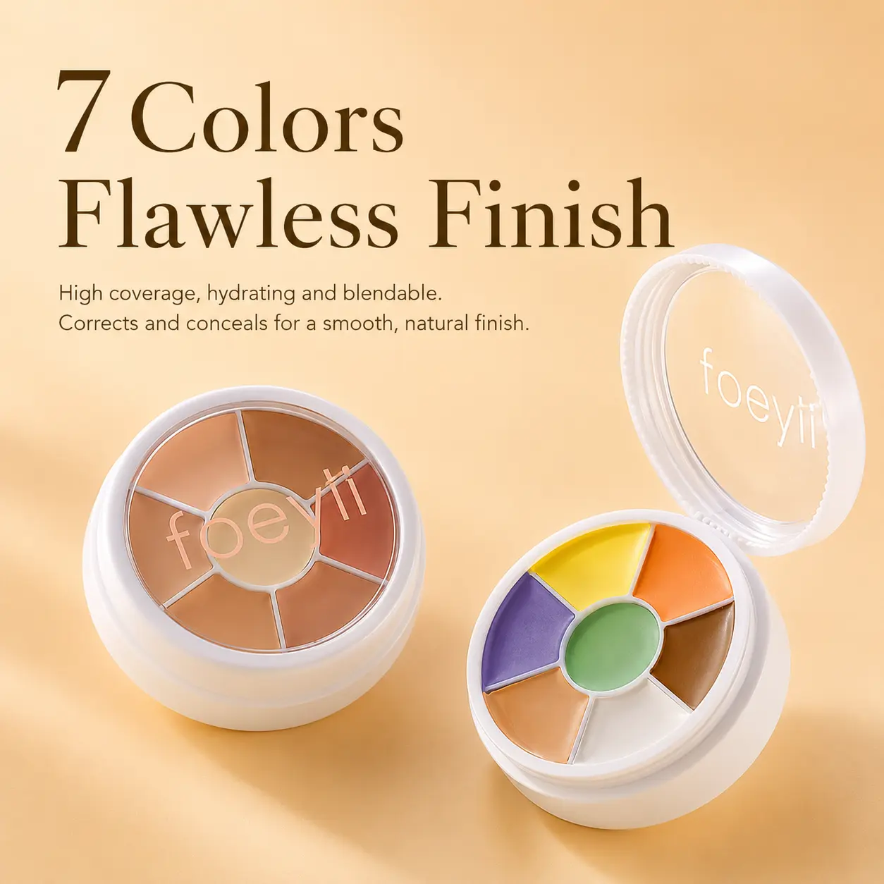 7-Color Color Correcting Concealer Palette 01# - Alcohol-Free Cream-Based, High-Coverage, Hydrating Concealer for Dark Spots, Dark Circles