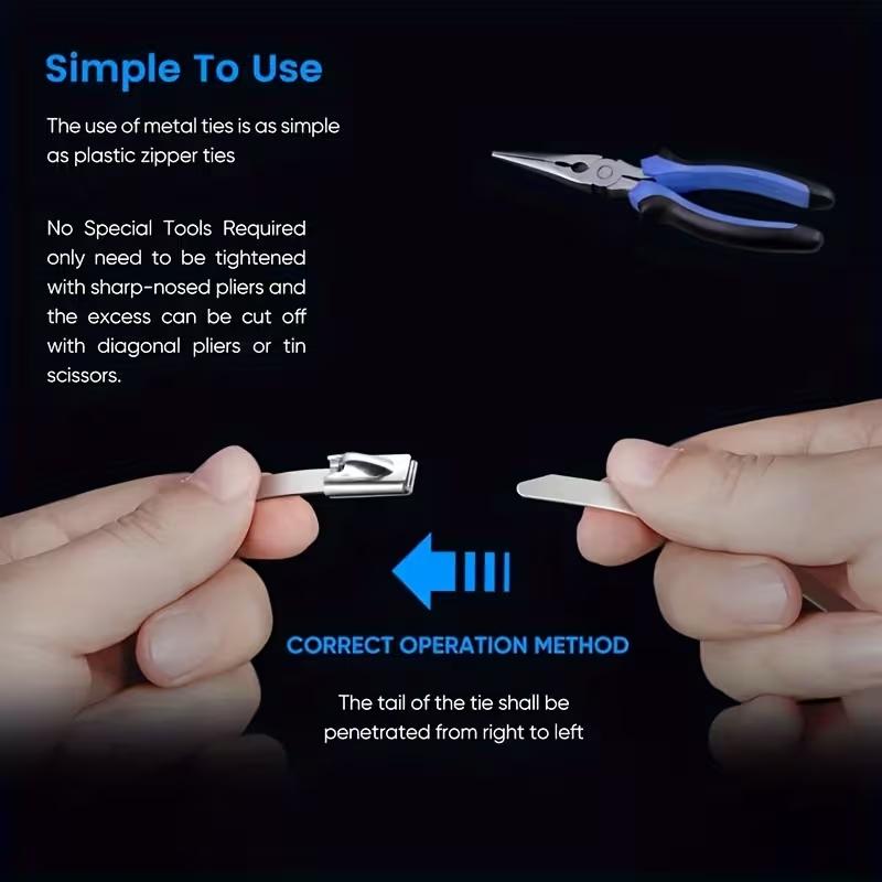 100Pcs Metal Zip Ties,304 Stainless Steel, Heavy-Duty Self-Locking Cable Ties, Suitable for Exhaust Wraps,Chain Link Fencing, Wire Fence Installations, and Outdoor Poultry Enclosures,Must-have to diy,Tiktok shop deal -YY 100Pcs Metal Zip Ties,304 Stainless Steel, Heavy-Duty Self-Locking Cable Ties, Suitable for Exhaust Wraps,Chain Link Fencing, Wire Fence Installations, and Outdoor Poultry Enclosures,Must-have to diy,Tiktok shop deal -YY
