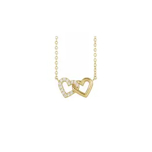Diamond Heart Necklace in 14K Gold | Interlocking Heart Pendant