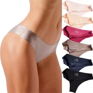 Sexy Panties for Women Silky Seamless No Show Underwear Ladies Satin Invisible Bikini Cheeky Hipster