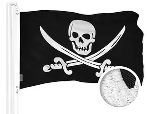G128 Pirate Jolly Roger Swords Flag | 16x24 In | ToughWeave Series Embroidered 300D Polyester | Novelty Flag, Embroidered Design, Indoor/Outdoor, Brass Grommets