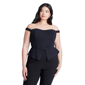 ELOQUII Women's Plus Size Off The Shoulder Peplum Top