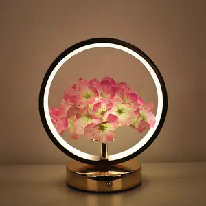 Round Table Lamp Artificial Hydrangea Night Light Bedside Lamp Decorative Ornament High-end Atmosphere Lamp room dimmable tablelamps stylish lighting color