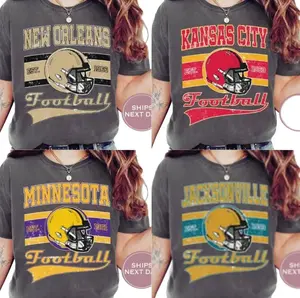 Retro All Team Football T-shirt, Vintage Sports Graphic Tee, Classic Streetwear Outfit, Comfortable Daily Wear, Great Gift For Football Fans