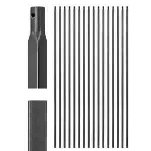 VEVOR Deck Balusters 16 Pack, 44 Inch Durable Carbon Steel Stair Balusters, 0.5 Inch Indoor Square Metal Spindle Railing, Corrosion-Proof Hollow Deck Railing with Pre-Drilled Holes, Matte Black