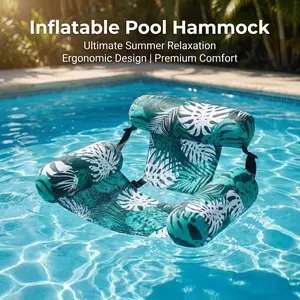 Inflatable Pool Hammock Float Set of 2, Multi Use Water Lounge Chair with Backrest for Adults, Lightweight Floating Seat for Pool Party, Beach Holiday, River Floating, Backyard Swimming and Summer Leisure