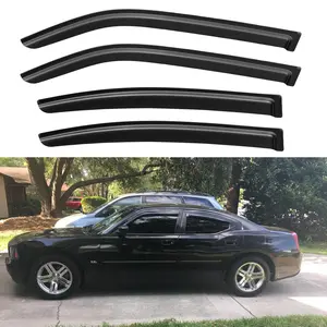 Side Window Deflectors Curved Fit External Mount Rain Protection for 2006-2010 Dodge Charger, Car Exterior WeatherShield Visor