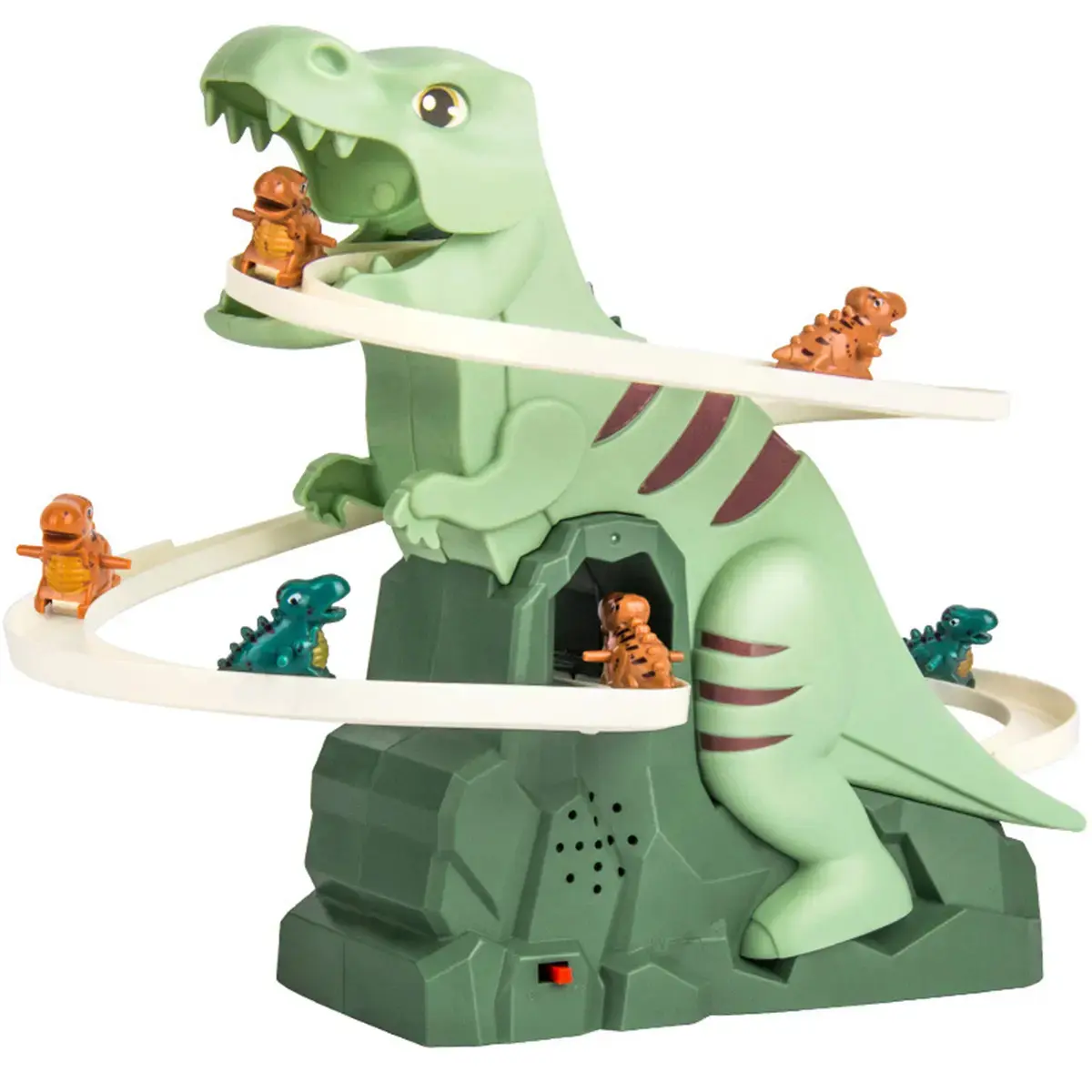 Interactive Dino Dash Dinosaur Toy Set - Green T-Rex, Orange & Blue Dinosaurs, Fun Track Design for Kids (Home Decor Statue Doll Ornament)