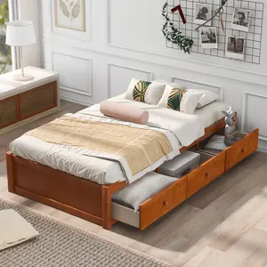 Dreamzon Orisfur. Twin Size Platform Storage Bed with 3 Drawers