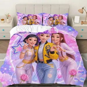 3PCS Duvet Cover Set, 1 Duvet+2 Pillowcases(Without filler), Star Disco Pink Music Rose theme, Party bedding set, Stylish Modern Suitable for decoration Bedroom Living Room Dorm Apartment