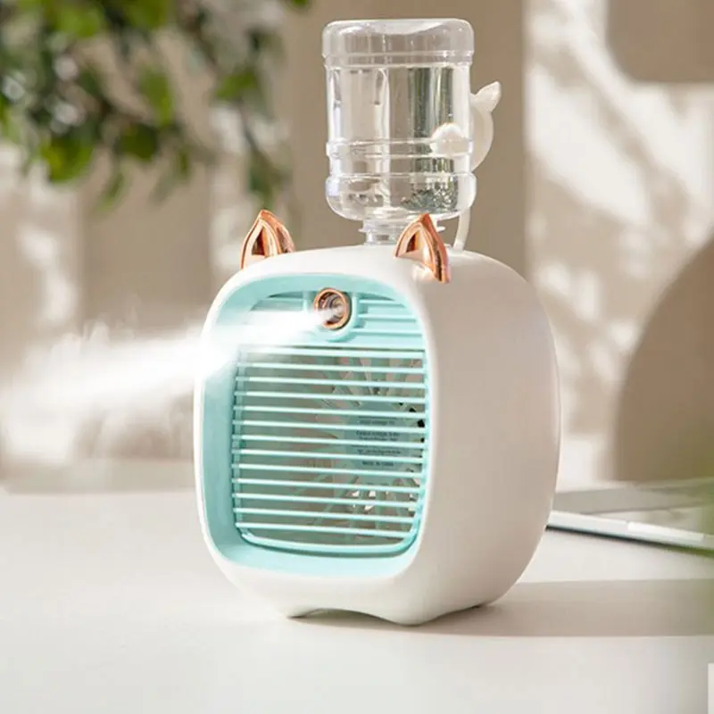 3-Speed Air Cooler Little Fox Spray Fan – Plug-in Cute Mini Table Fan with Mist & Humidifier Function, USB-C Powered for Office, Dorm, Indoor and Outdoor Use