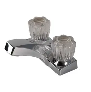 Hybrid Washerless Bathroom Faucet 4" Double Handle with Clear Knobs Chrome Finish Modern Design for Easy Operation
