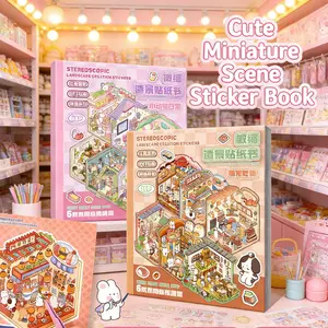 1Pc 3D Miniature Scene Sticker Set, Includes 6 Scenes, DIY Cartoon House Decorative Stickers Book, The Sims, Cute Kawaii Design Decorative Stickers for Planners, Notebooks & Crafts, Perfect Back to School Supplies, Classroom Party Favors & Birthday Gifts